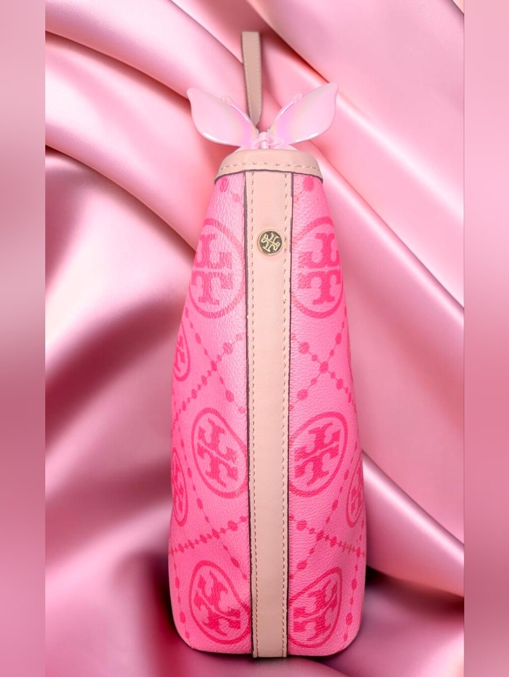 Tory Burch Pink Gemini Link Canvas Tote Bag With NWT Charms - Picture 6 of 16